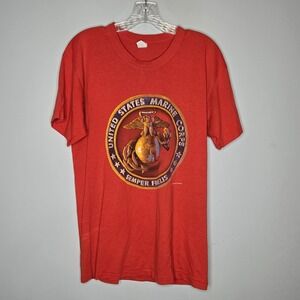Vintage USMC Marines Single Stitch T Shirt Made In USA Tee Swing MensMedium 1988